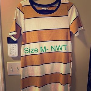 Mustard and ivory striped dress